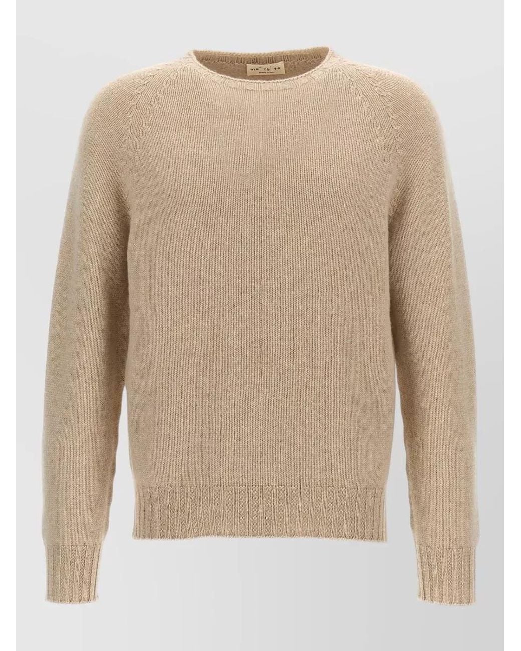 Ma'ry'ya Natural Cashmere Blend Crewneck Sweater for men