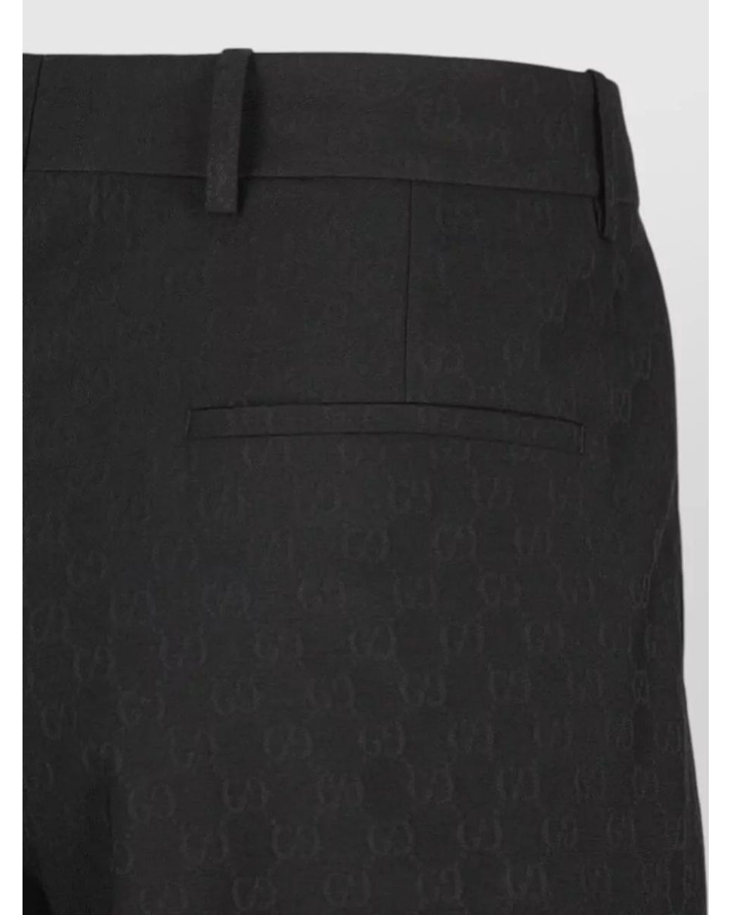 Gucci Black High-Rise Straight-Leg Gg Wool Tailored Trousers for men