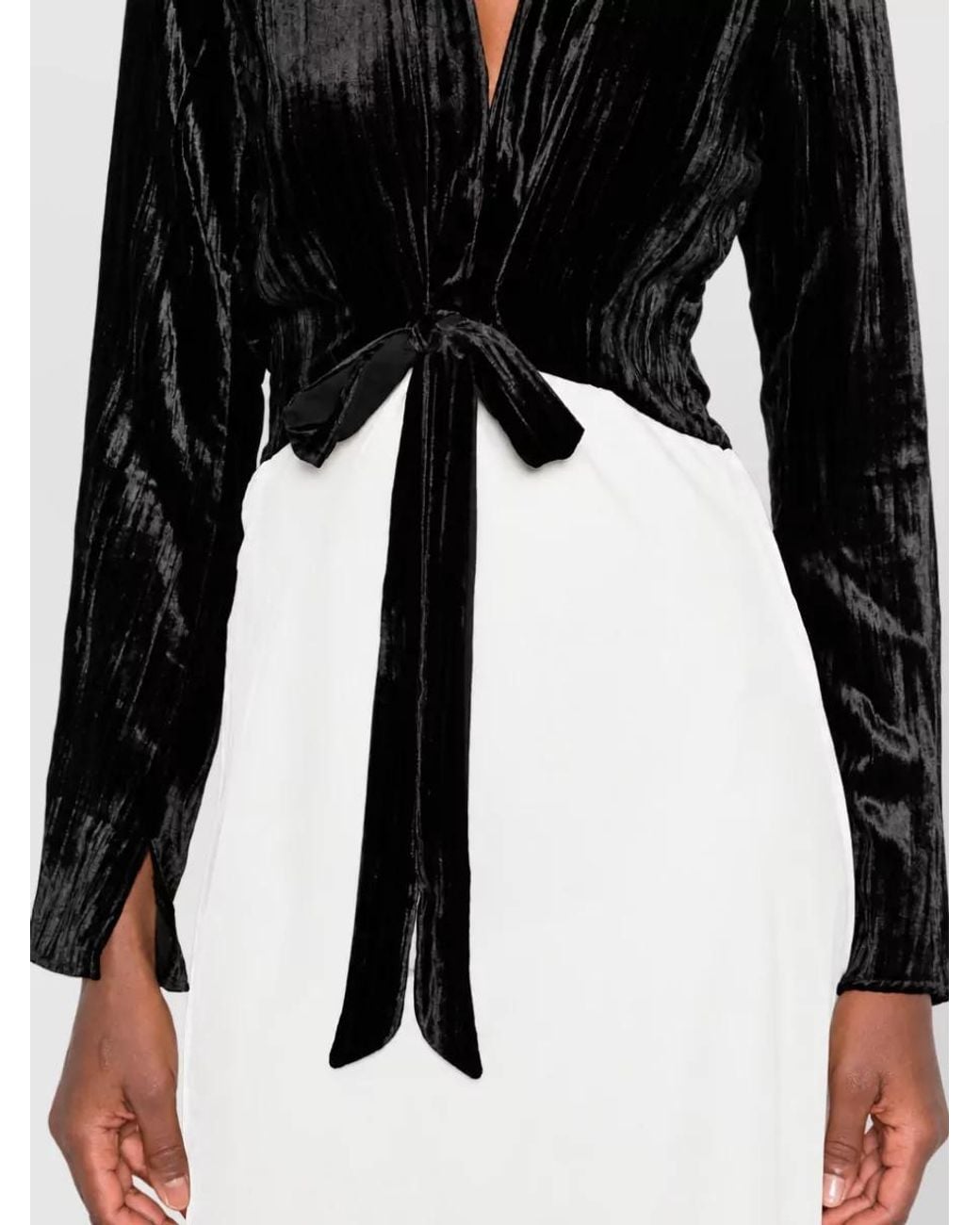 Forte_forte White Velvet V-Neck Long-Sleeve Long Dress