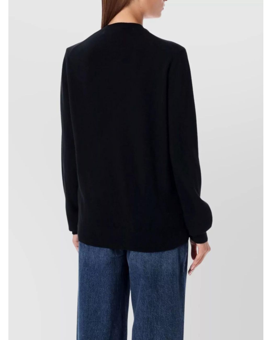 COMME DES GARÇONS PLAY Blue Ribbed Wool Crewneck Cardigan