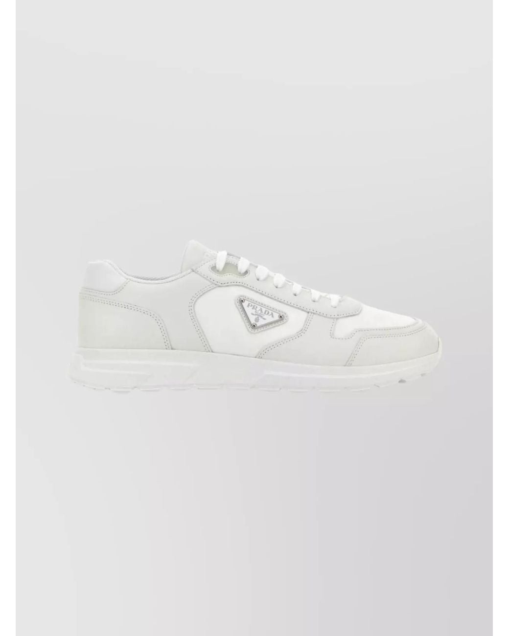 Prada White Leather And Fabric Low-Top Sneakers for men