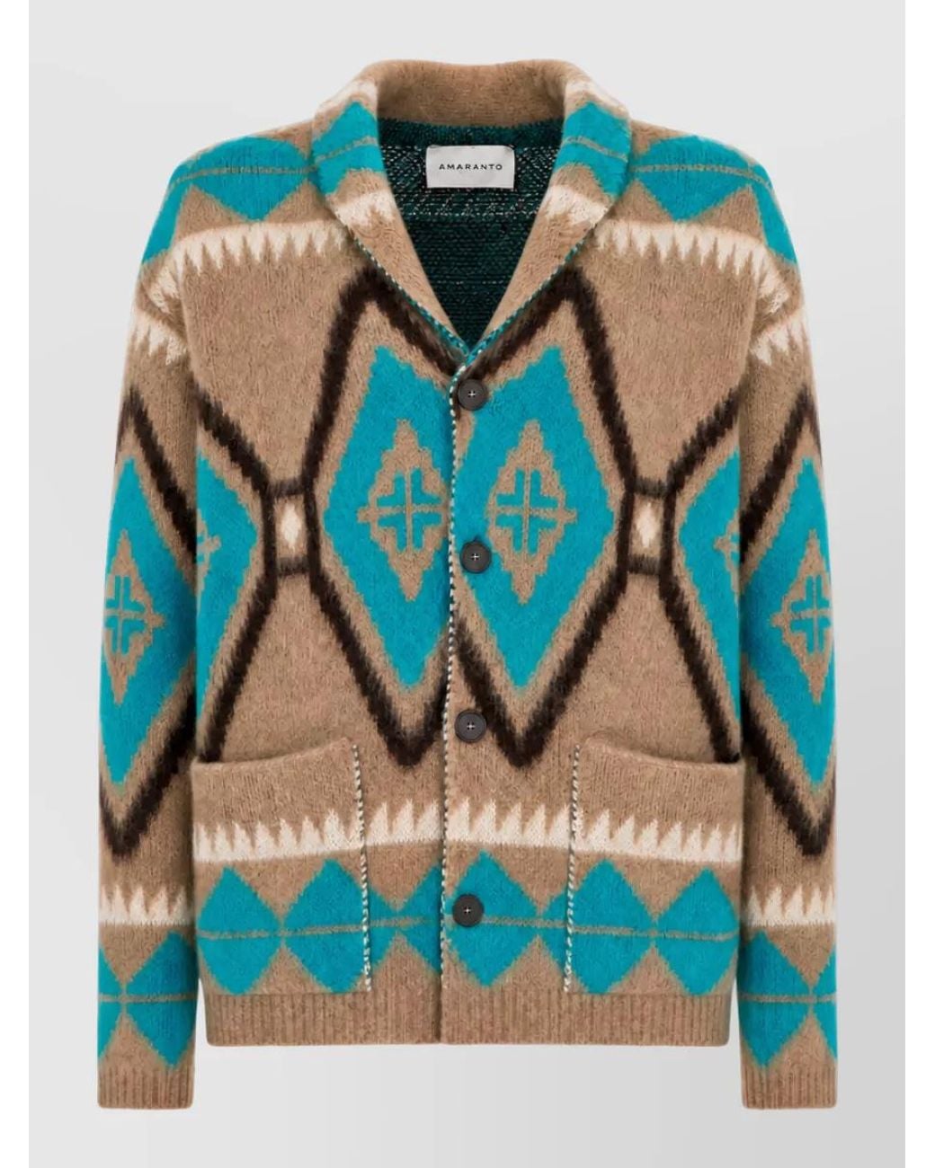 Amaranto Blue Chunky-Knit Cardigan for men