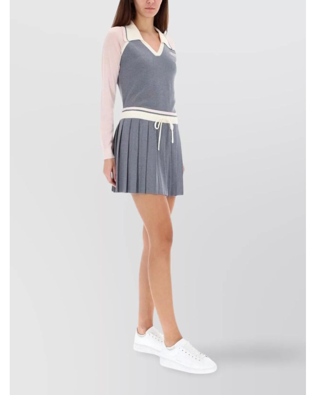 Casablanca Blue Merino Pleated Mini Skirt