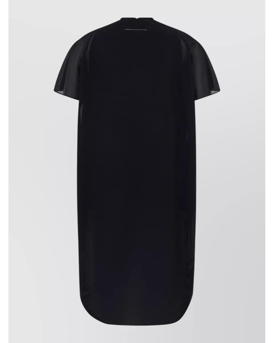 MM6 by Maison Margiela Black Asymmetric Draped V-Neck Short-Sleeve Dress