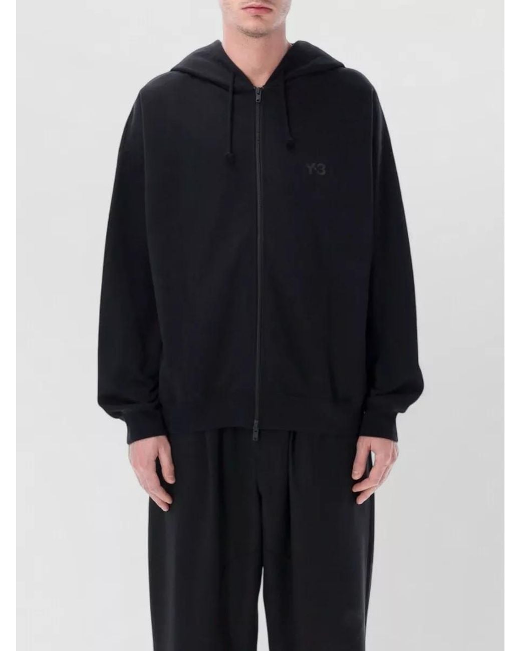 Y-3 Blue Cotton Blend Relaxed Fit Zip Up Hoodie for men
