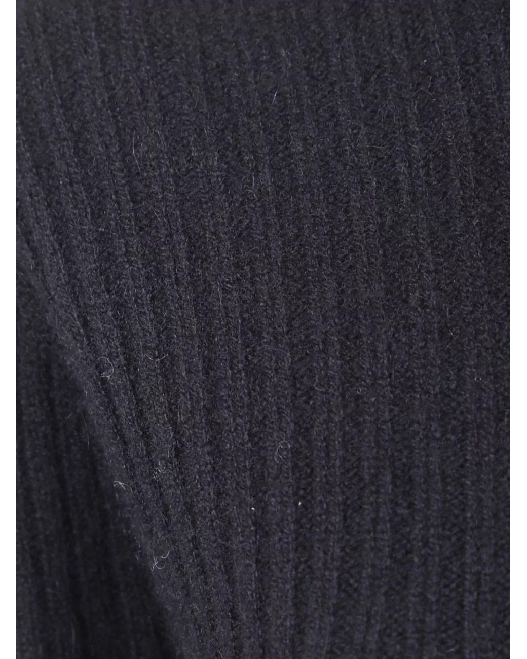 Uma Wang Blue Cashmere Ribbed Knitted Top
