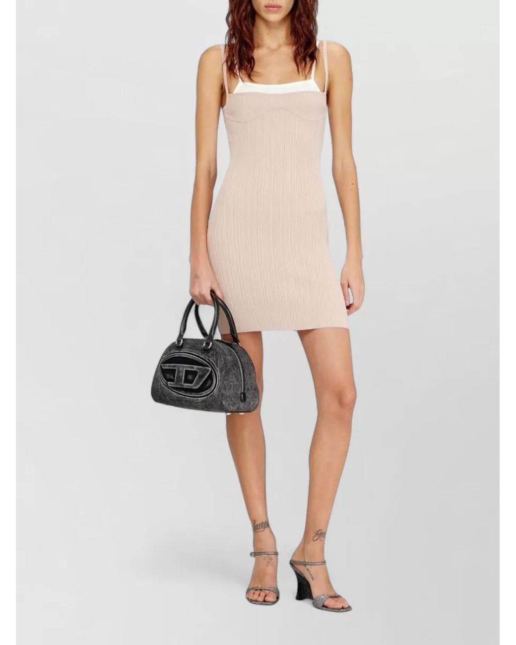 DIESEL Natural Ribbed Knit Slim-Fit Knee-Length Tank Dress