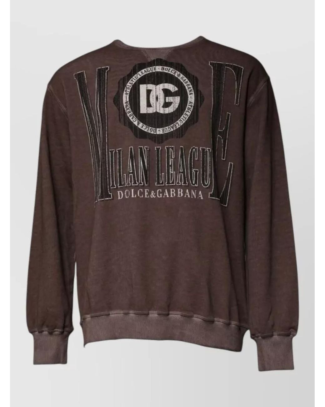 Dolce & Gabbana Brown Logo Print Crew Neck Pullover Sweatshirt for men