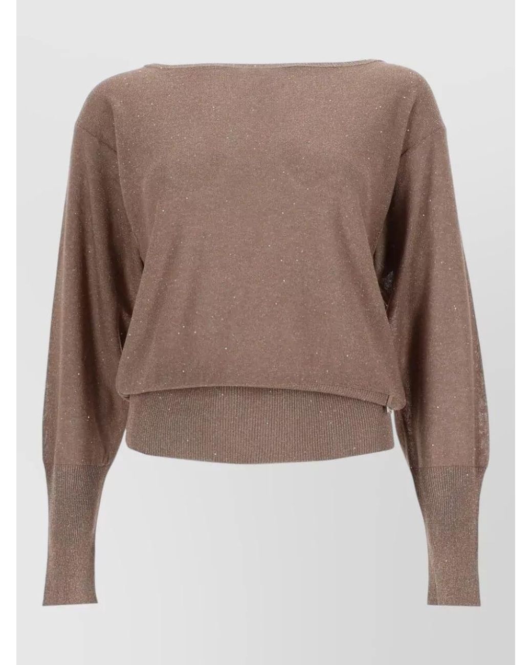 Herno Brown Lamé Sequin-Knit Jumper