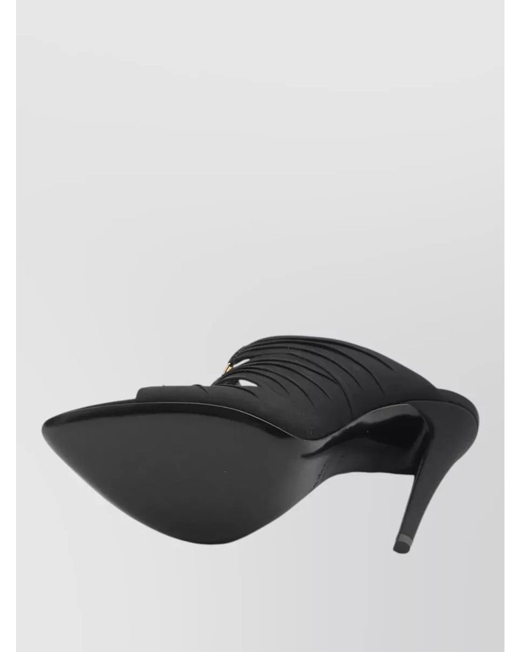 Saint Laurent Black Ruched Peep-Toe Mules