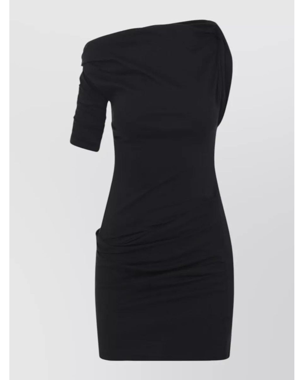 Jacquemus Black Cotton Silk Asymmetric Draped Mini Dress