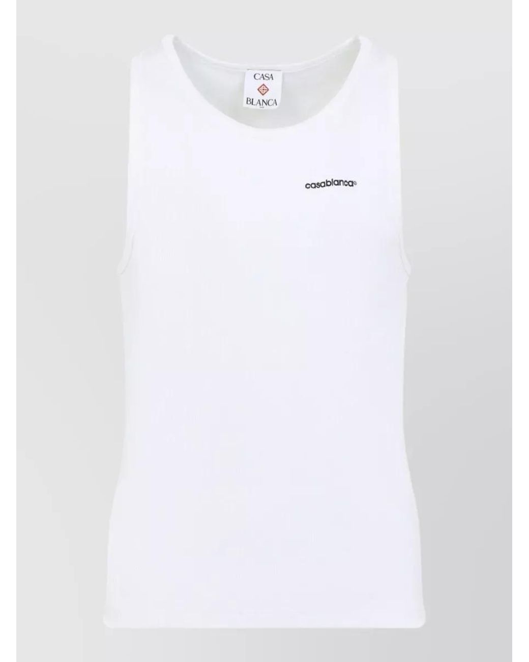 Casablanca White Ribbed Sleeveless Tank Top for men