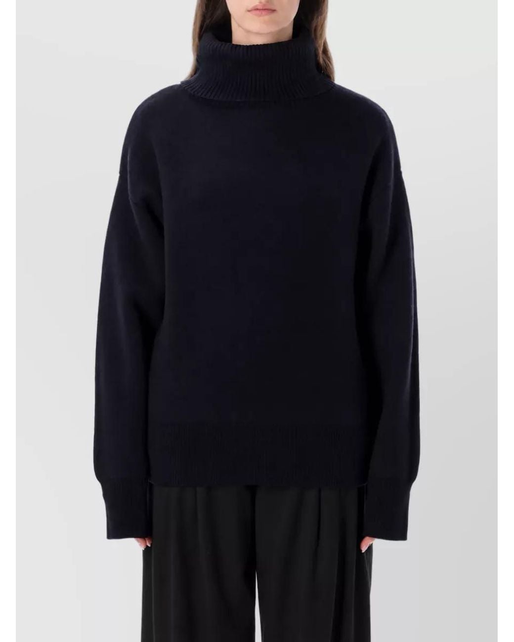 Rhea Costa Blue Wool Turtleneck Sweatshirt