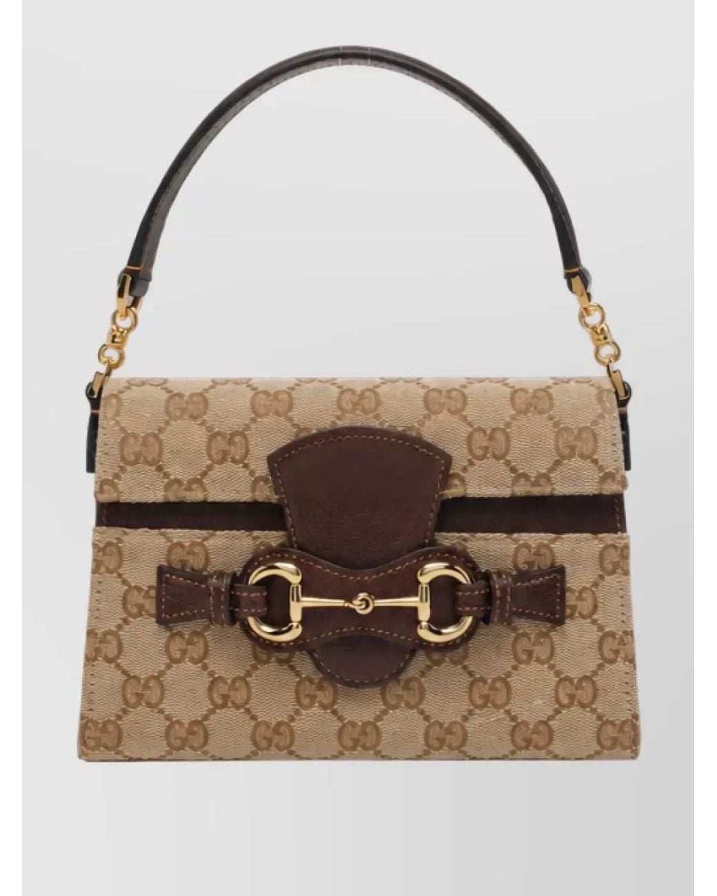 Gucci Brown Small Horsebit Duomo Fabric Clutch Bag