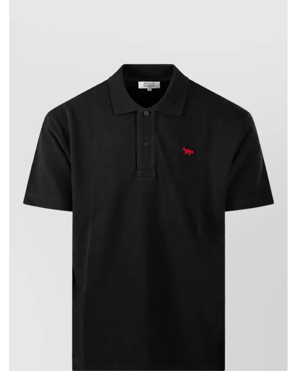 Maison Kitsuné Black Cotton Short-Sleeve Polo Shirt for men