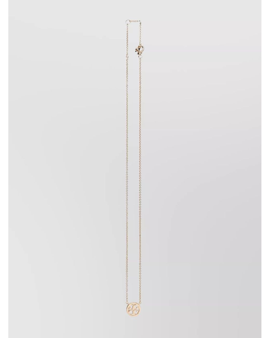 Tory Burch White Crystal-Embellished Pendant Necklace
