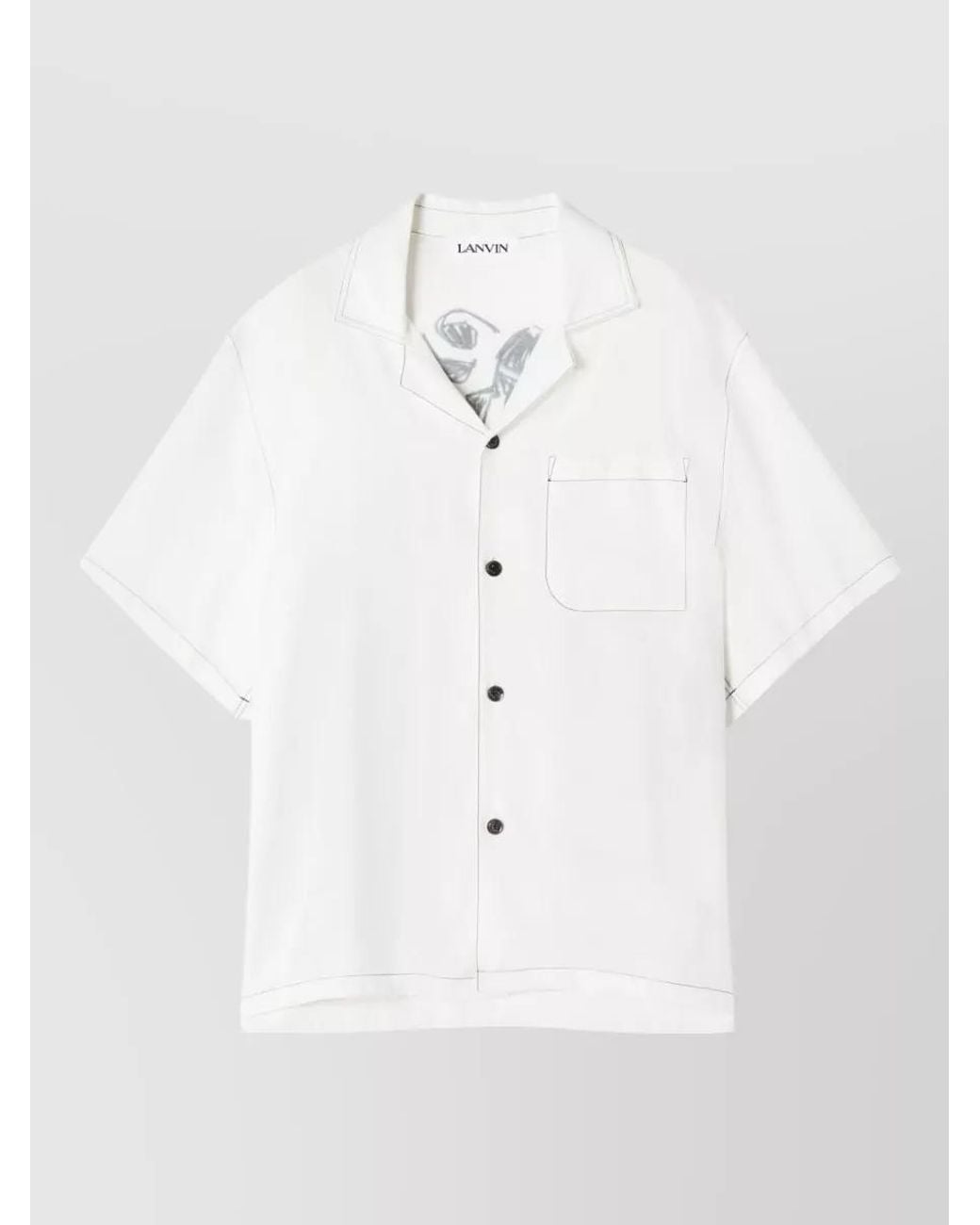 Lanvin White Graphic Print Short Sleeve Shirt for men