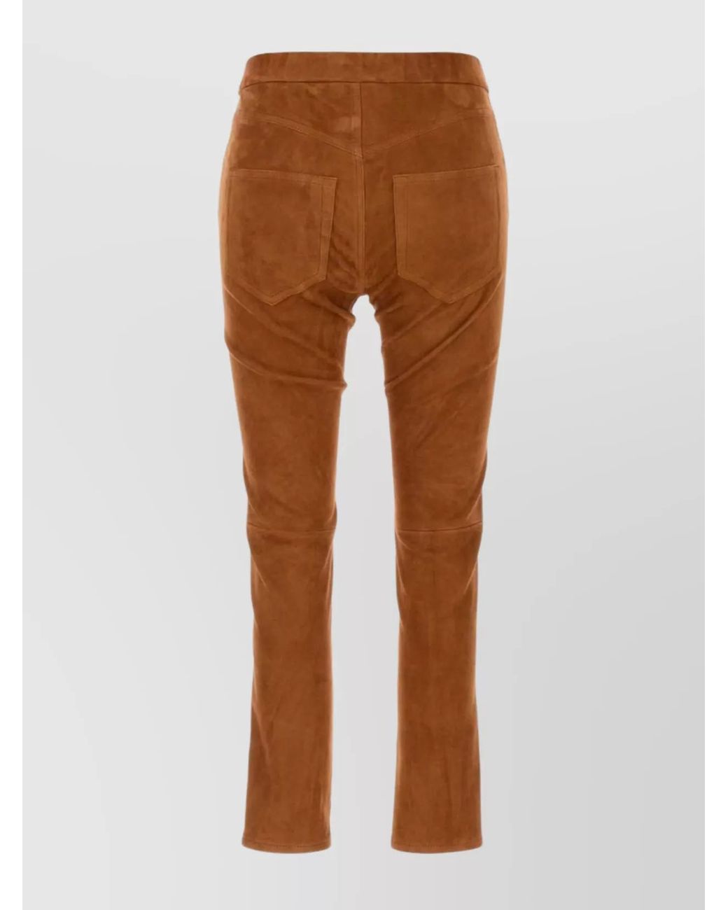 Isabel Marant Brown Lamb Leather Slim-Fit Trousers