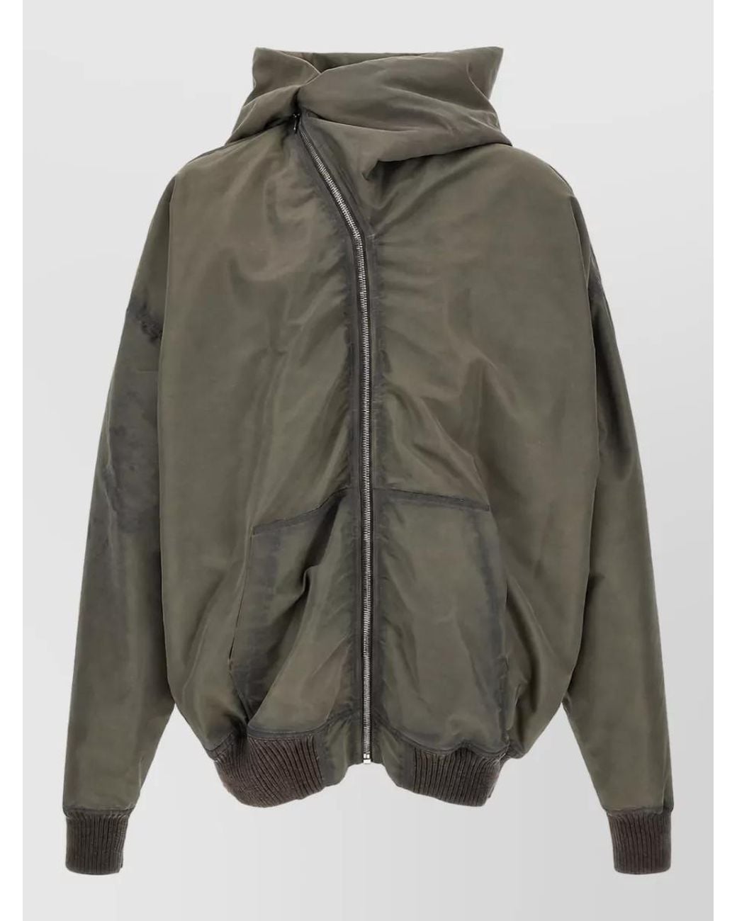 Rick Owens Gray Oversized Hooded Puffer Jacket for men