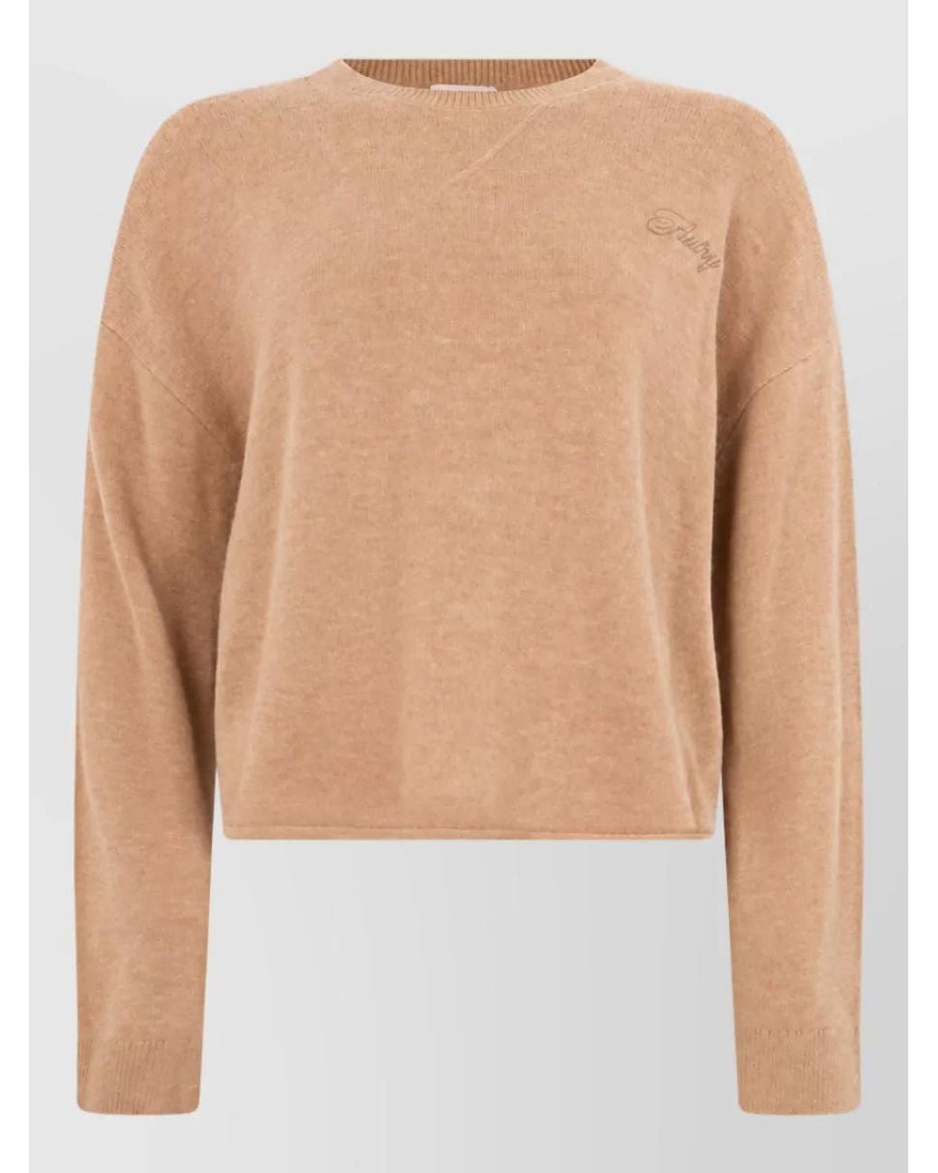 Autry Blue Wool Cashmere Cropped Crew Neck Sweater