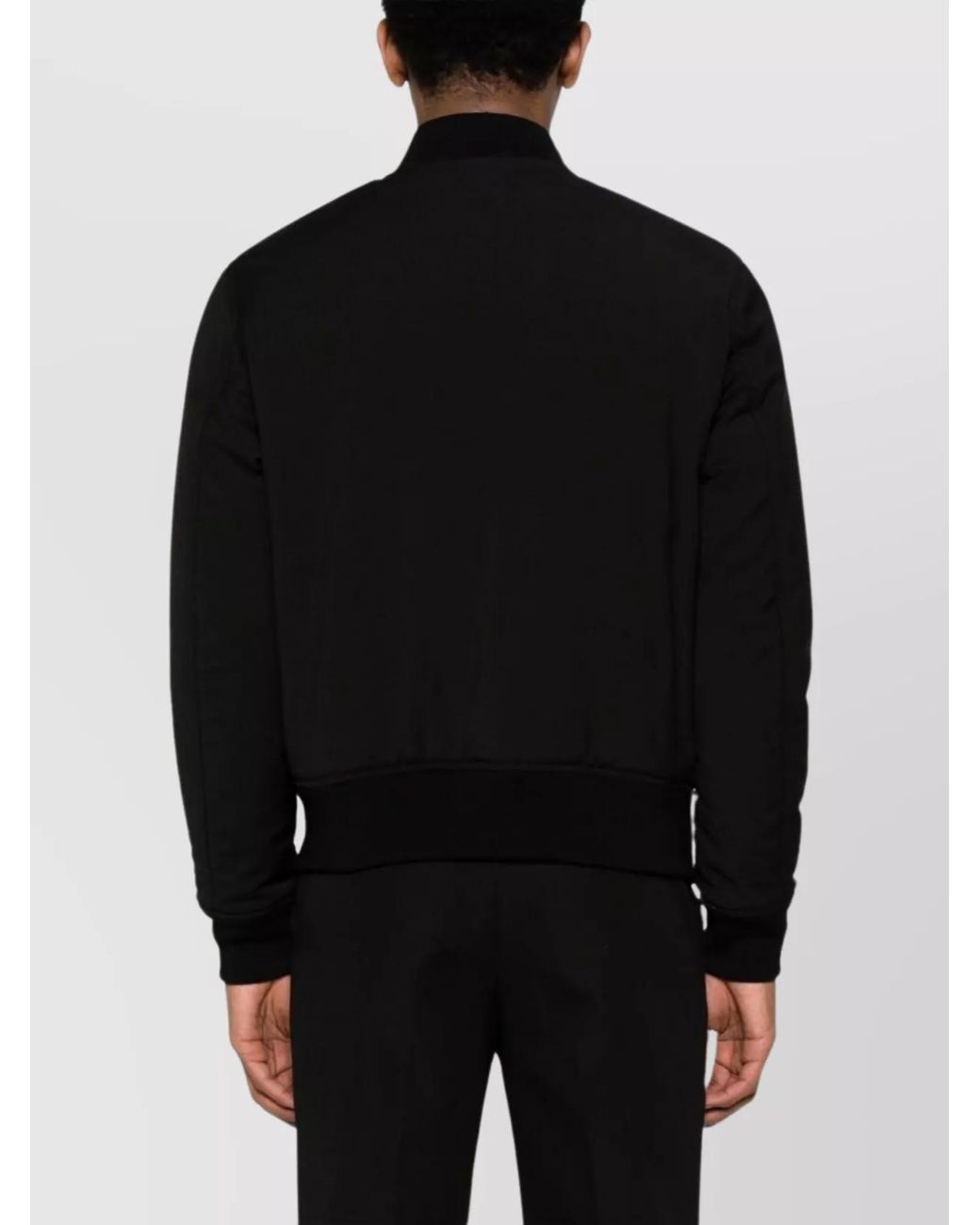 Givenchy Black Wool Logo Print Stand Collar Zip Jacket for men