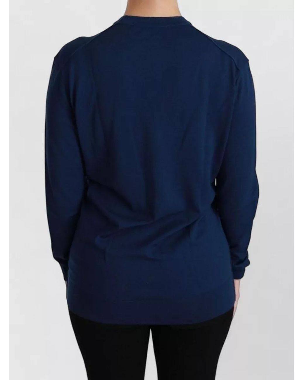 Dolce & Gabbana Blue Virgin Wool V-Neck Cardigan