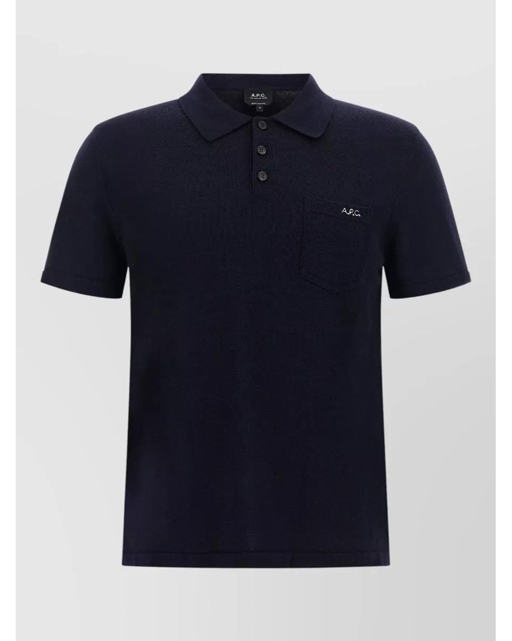 A.P.C. Blue Virgin Wool Short-Sleeve Polo Shirt for men