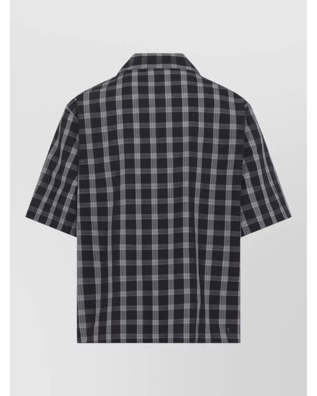 Studio Nicholson Gray Checked Cuban-Collar Short-Sleeve Shirt for men