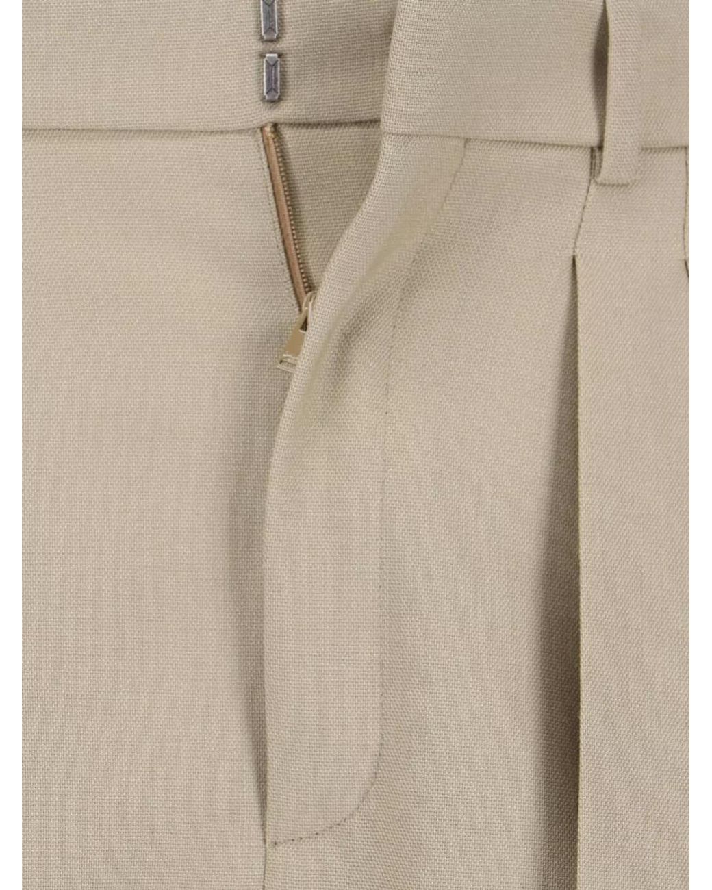 Saint Laurent White Virgin Wool And Silk High-Rise Wide-Leg Pleated Tailored Trousers