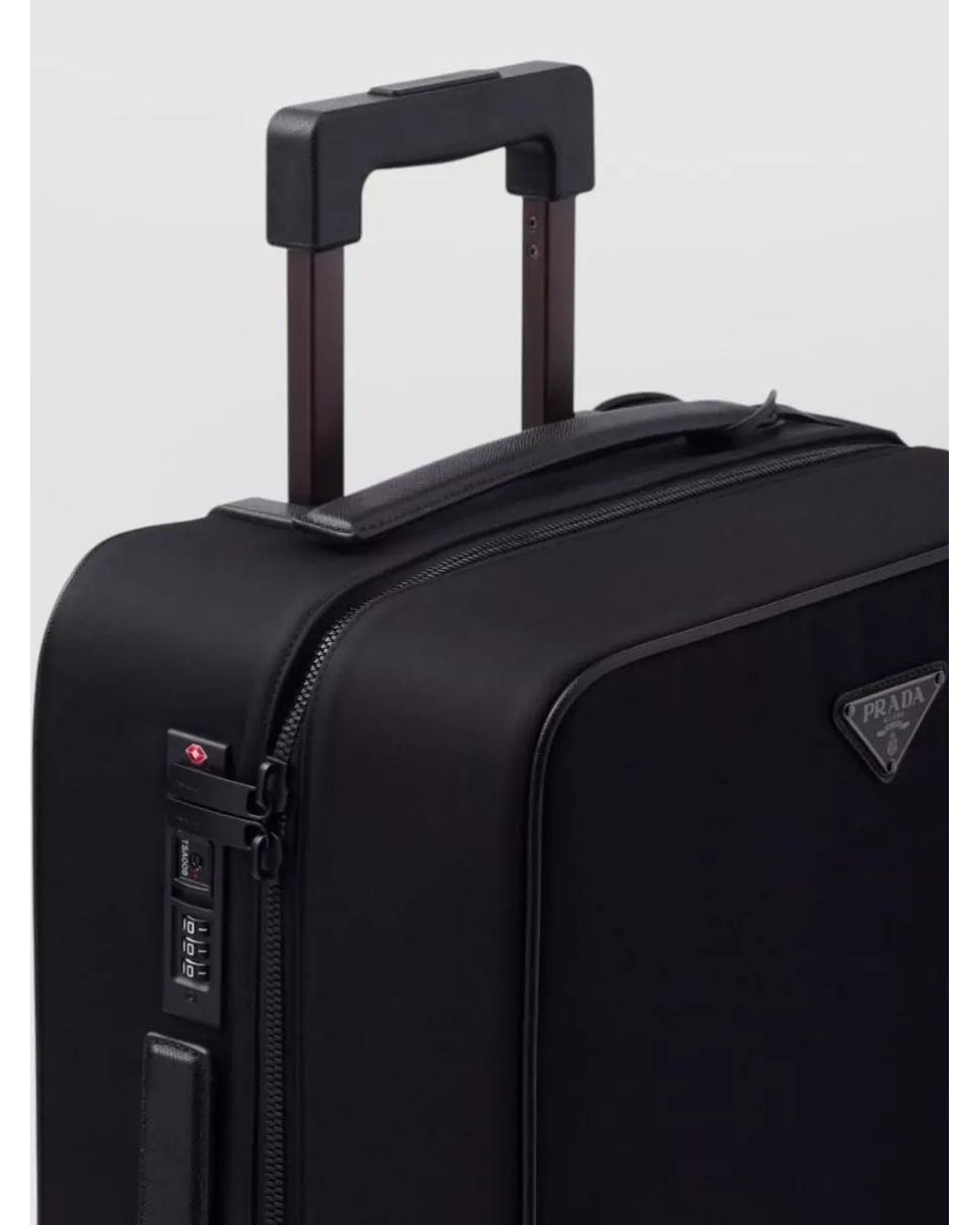 Prada Black Leather Trolley Suitcase for men