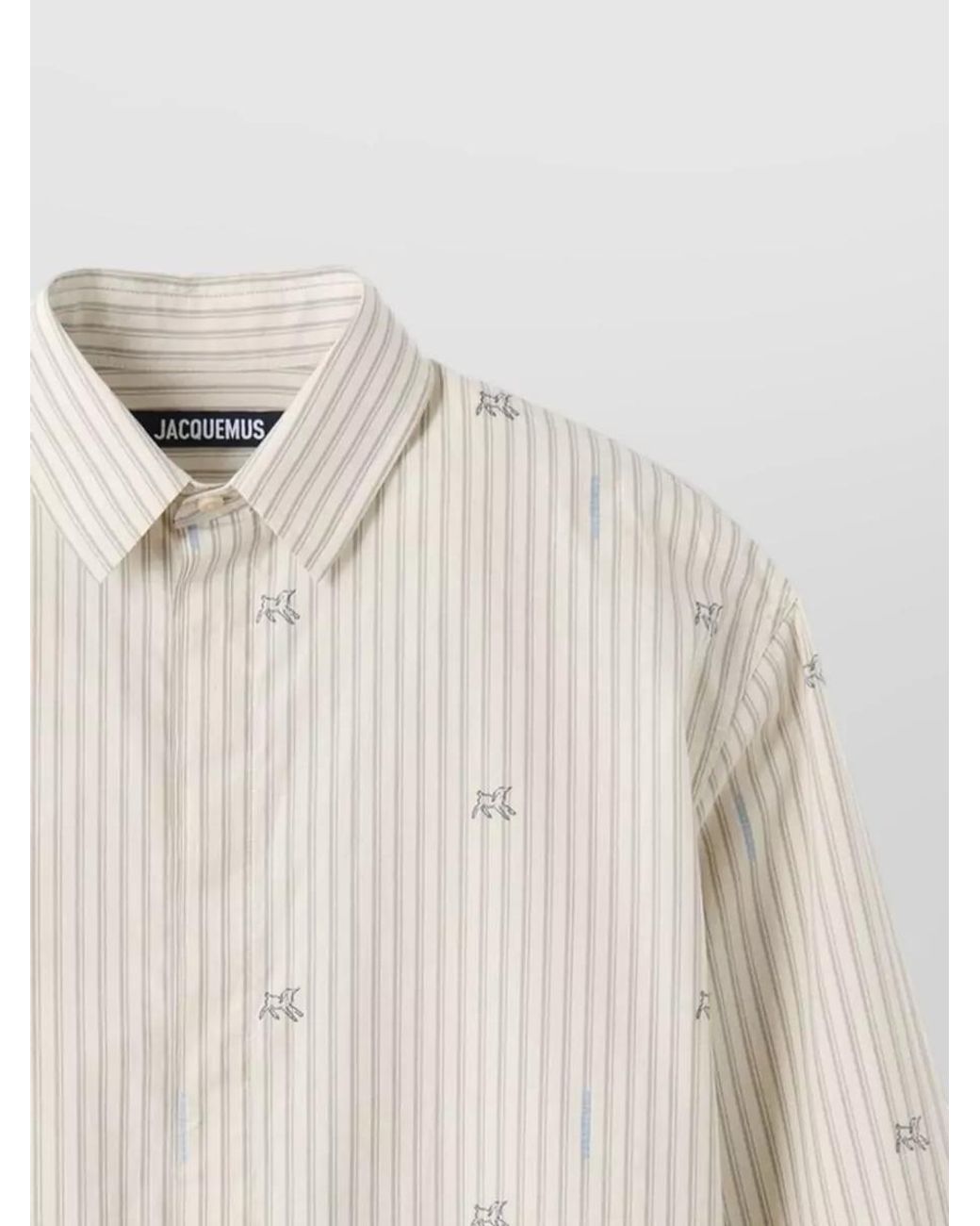 Jacquemus Natural Simon Long Sleeves Striped Collar Shirt for men
