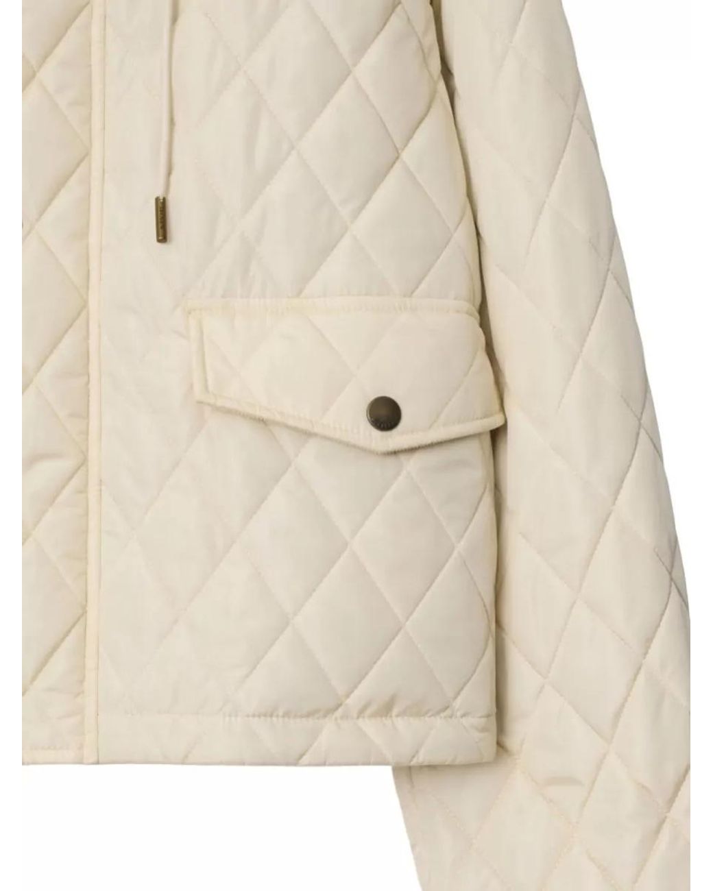 Burberry Natural Quilted Hooded Parka Coat