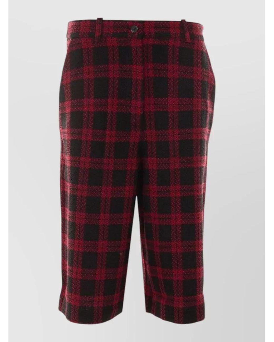 Pinko Red Checked Tweed Knee-Length Shorts