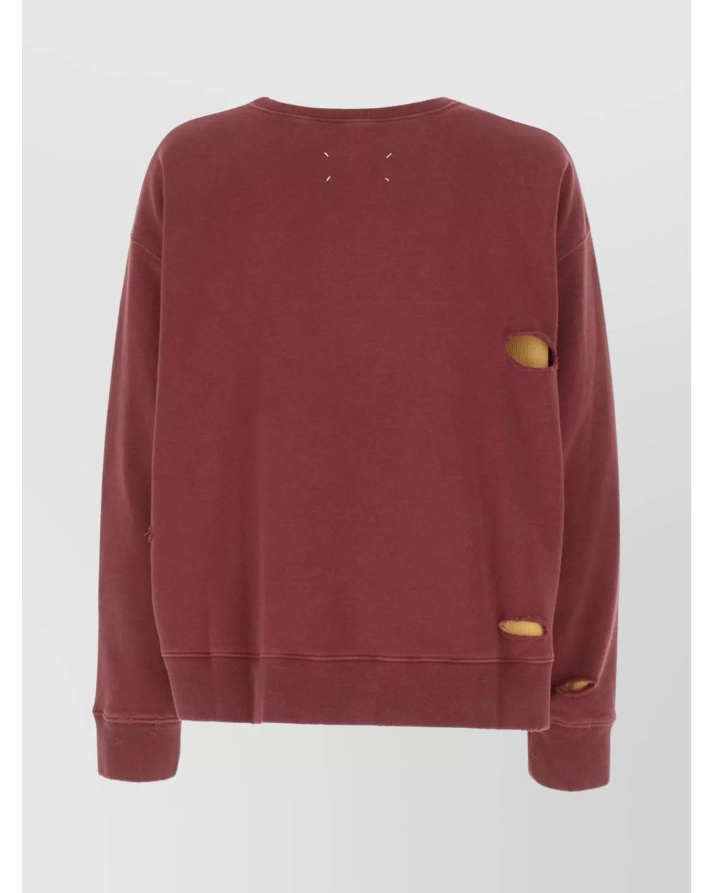 Maison Margiela Red Cotton Oversized Ribbed Crew-Neck Sweatshirt for men