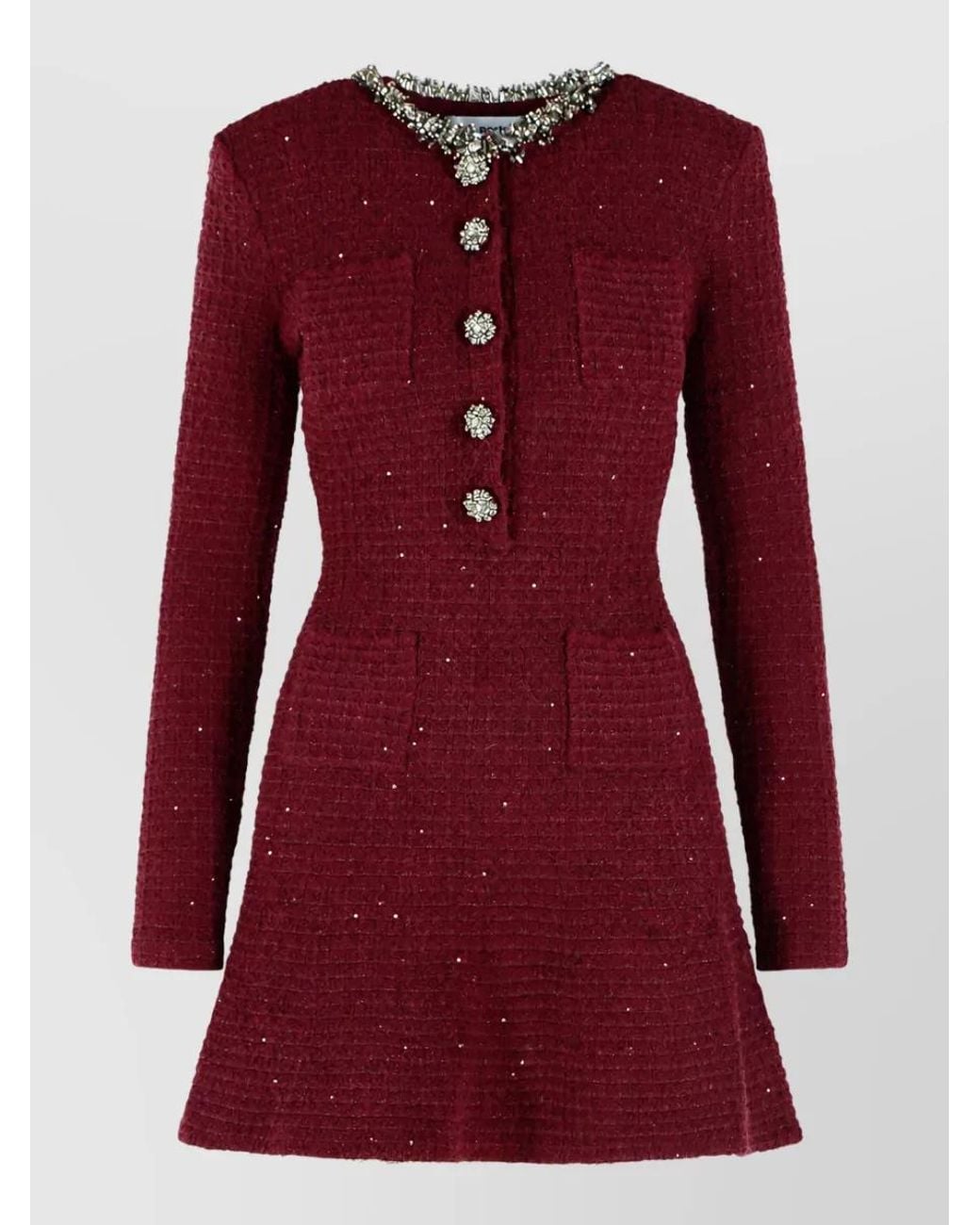 Self-Portrait Red Embellished Tweed Mini Dress