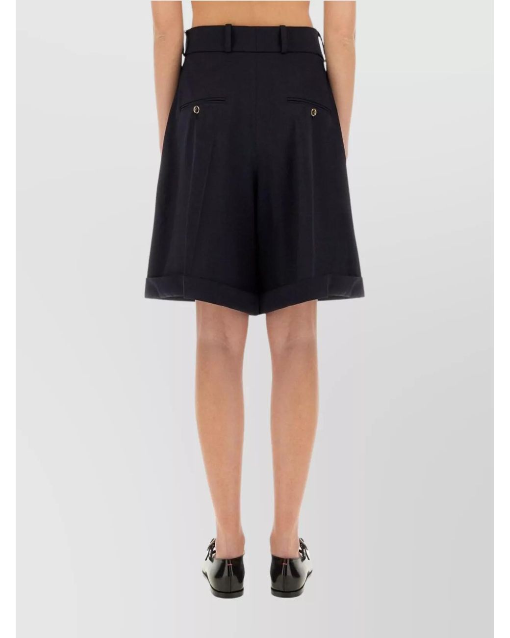 Patou Black Wool Knee-Length Bermuda Shorts