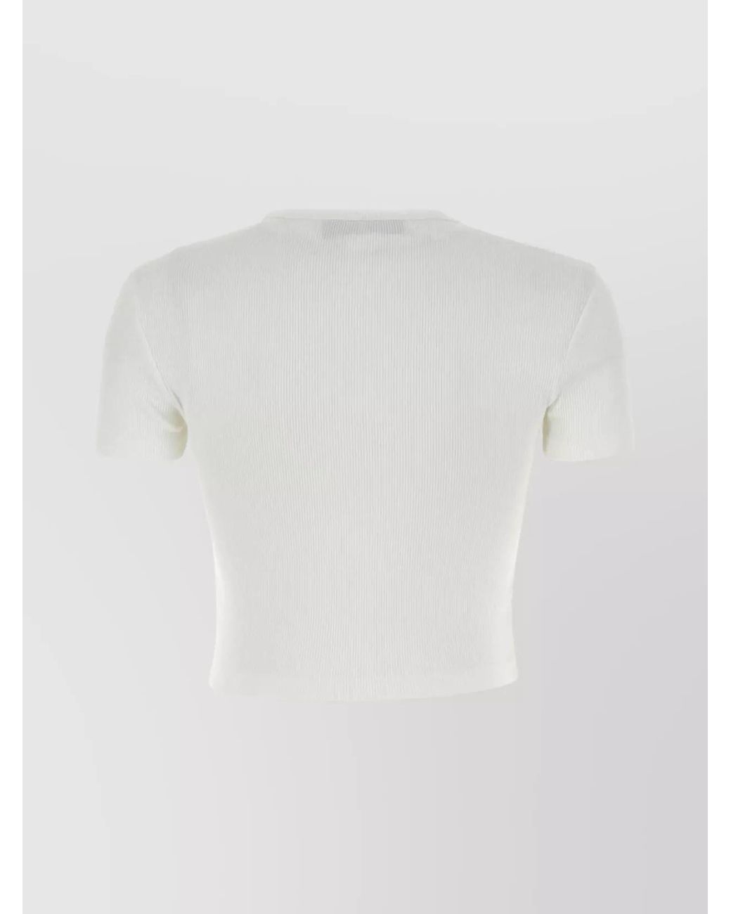 Fendi White Ribbed Cropped Slim-Fit Cotton T-Shirt