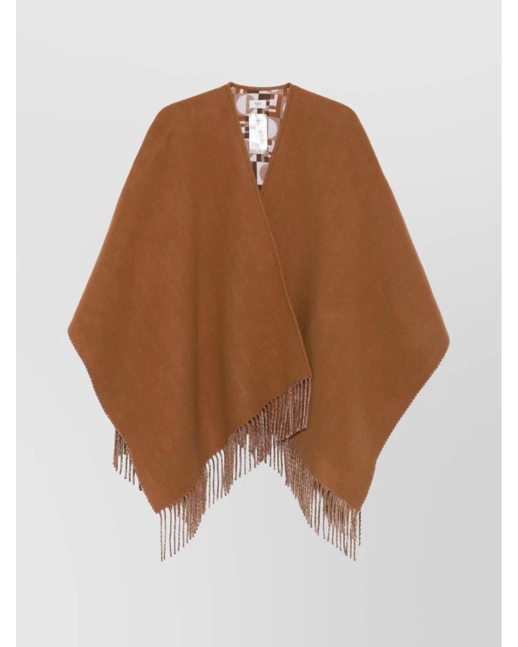 Fendi Brown Wool Cashmere Reversible Cape