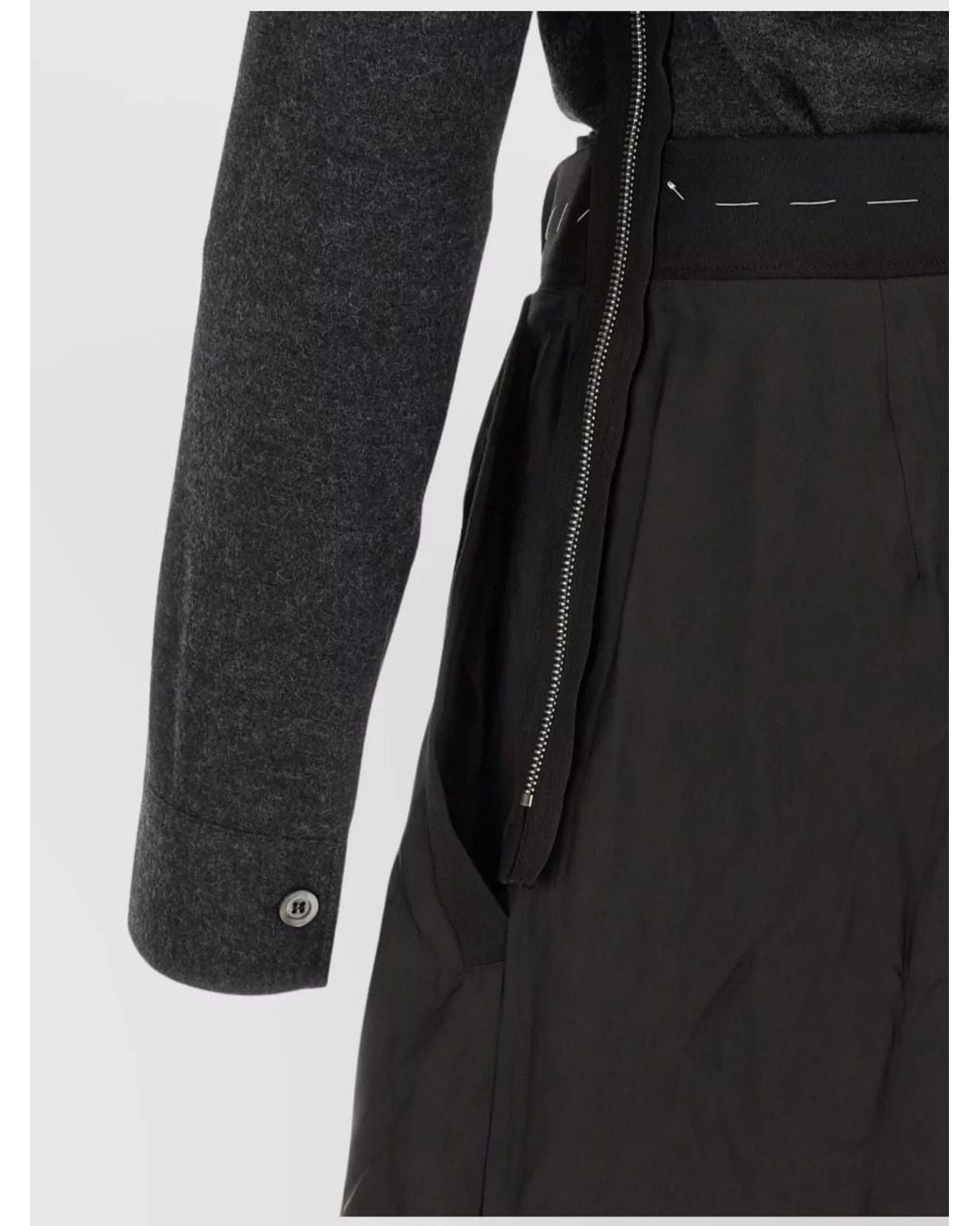 Maison Margiela Black Virgin Wool Shirt Midi Dress