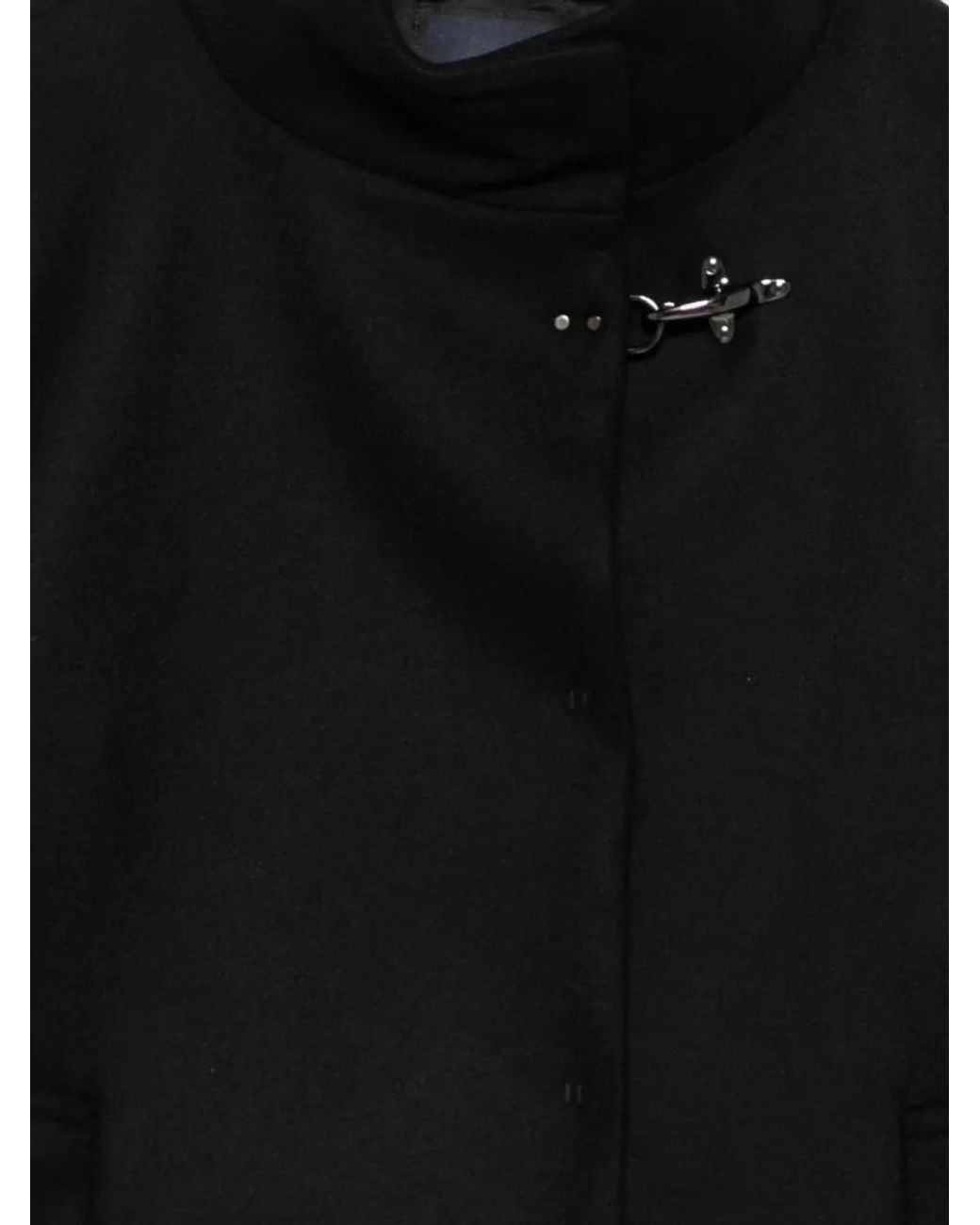 Fay Black Wool And Cashmere Long-Sleeve Funnel-Neck Coat for men