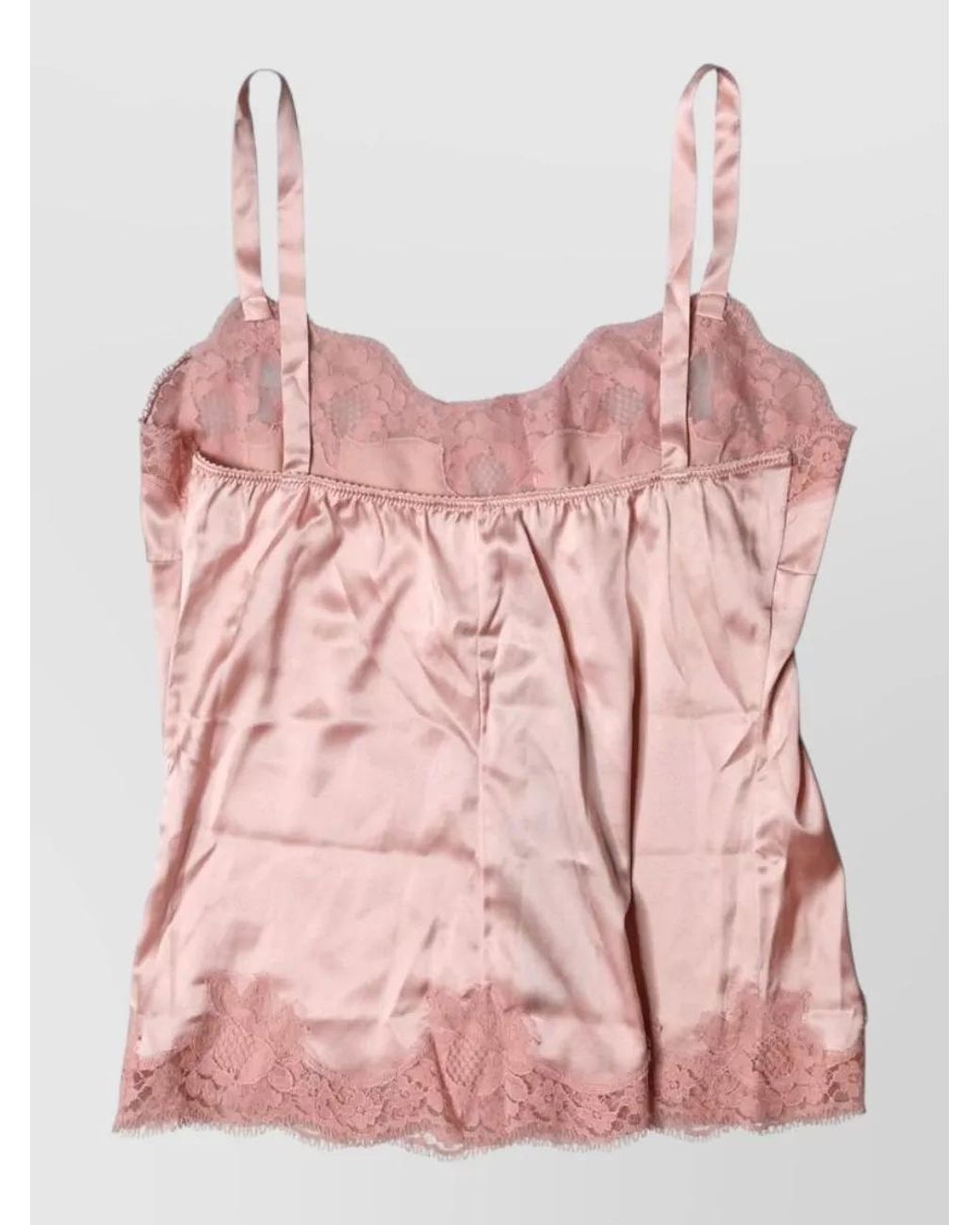Dolce & Gabbana Pink Silk Floral Lace Lingerie Top