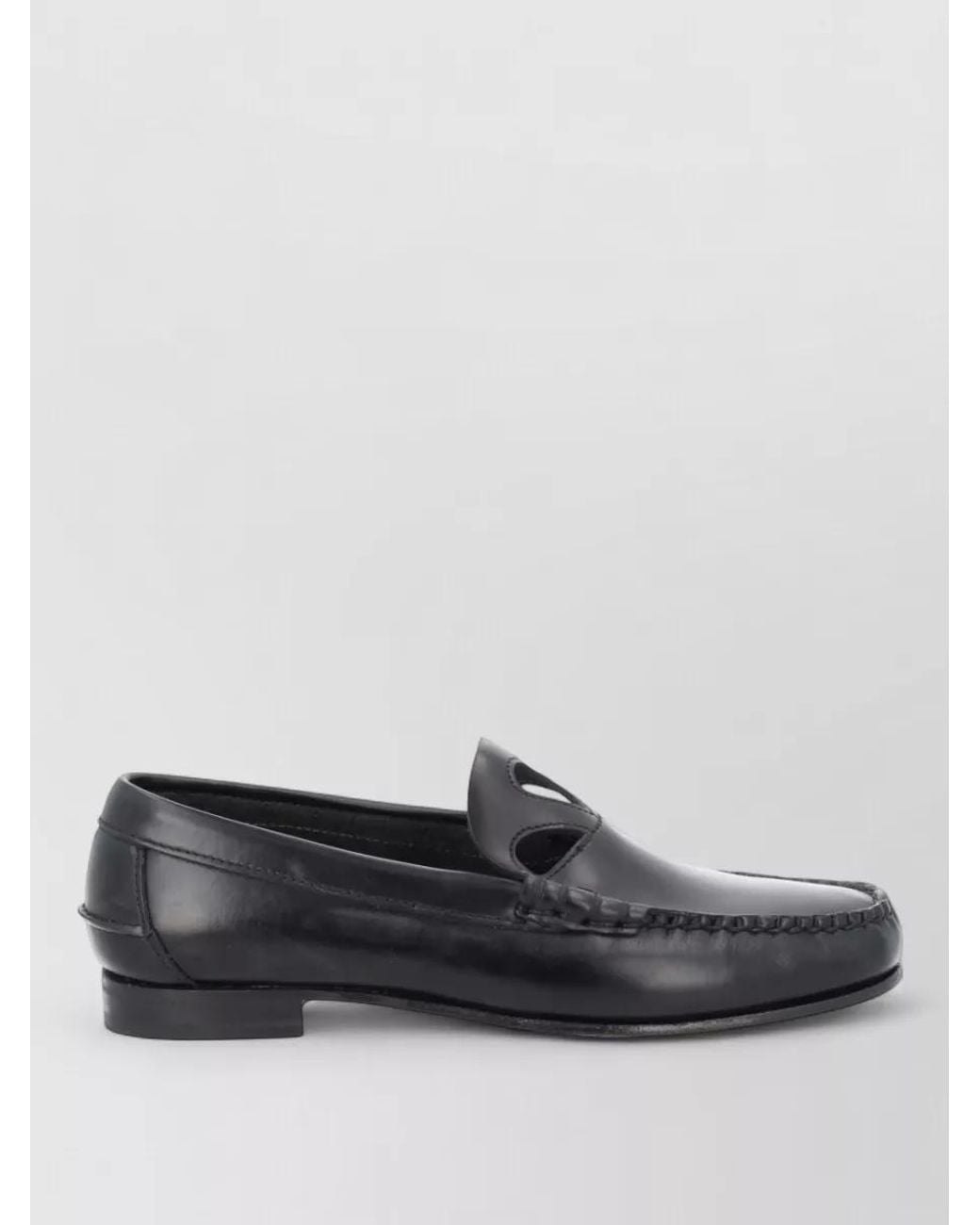 Hereu Gray Leather Cutout Loafers