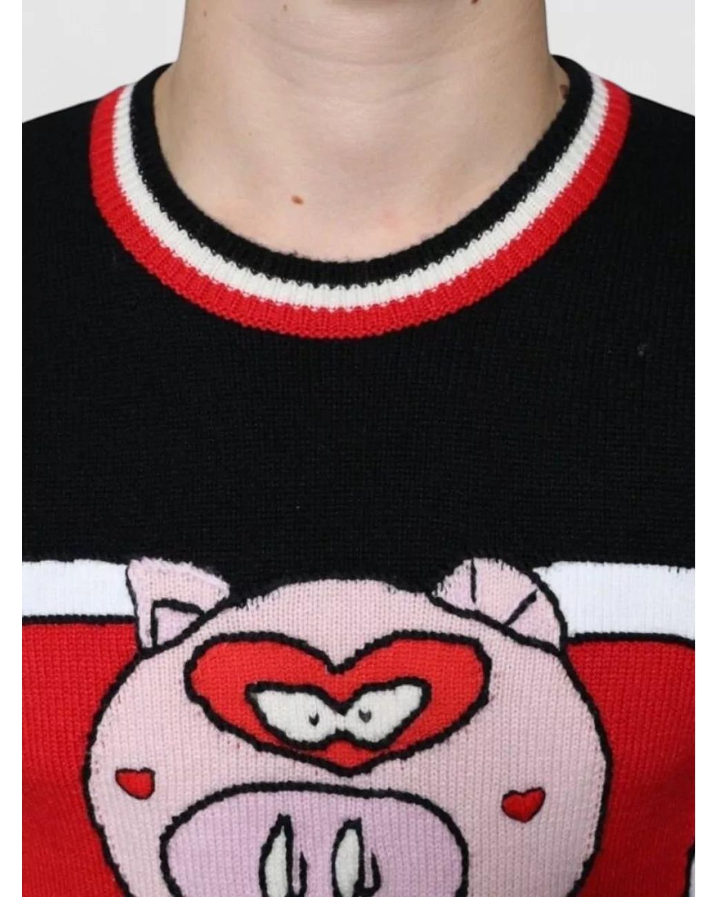 Dolce & Gabbana Black Cashmere Crew Neck Striped Sweater for men