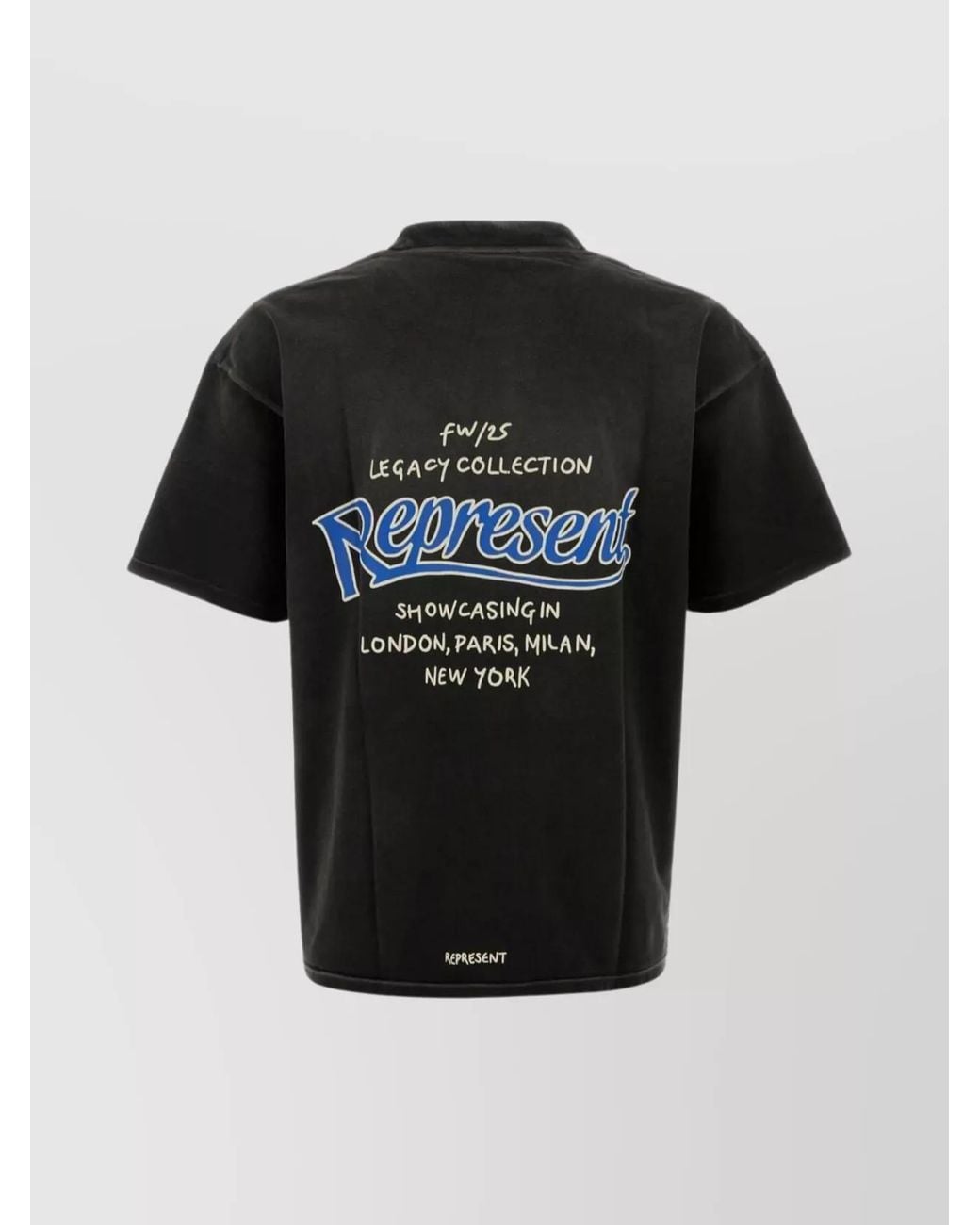 Represent Black Cotton Logo Print T-Shirt for men
