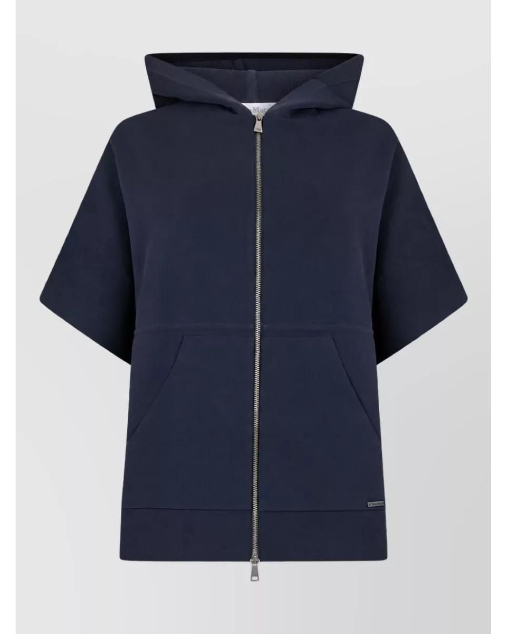 Max Mara Blue Wide-Sleeve Hooded Jacket