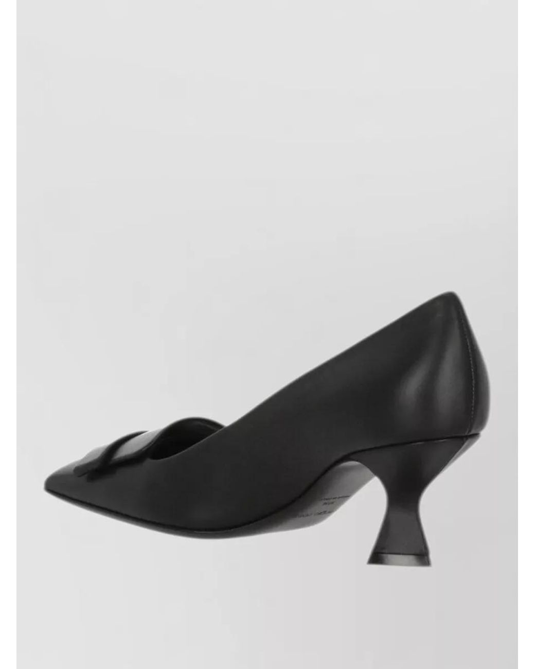 Sergio Rossi Black Leather Square-Toe Plaque Pumps