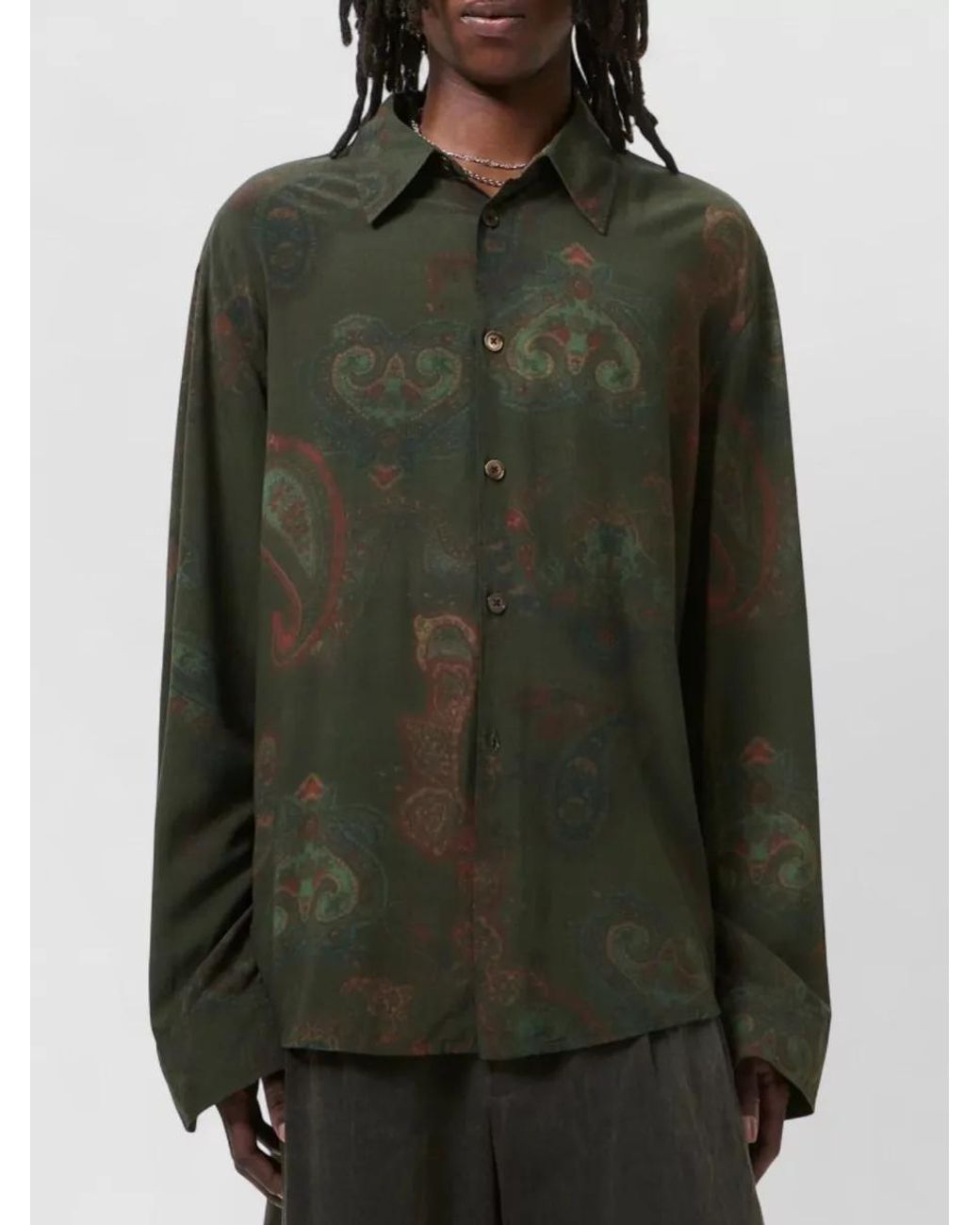Our Legacy Green Paisley-Print Long-Sleeve Shirt for men
