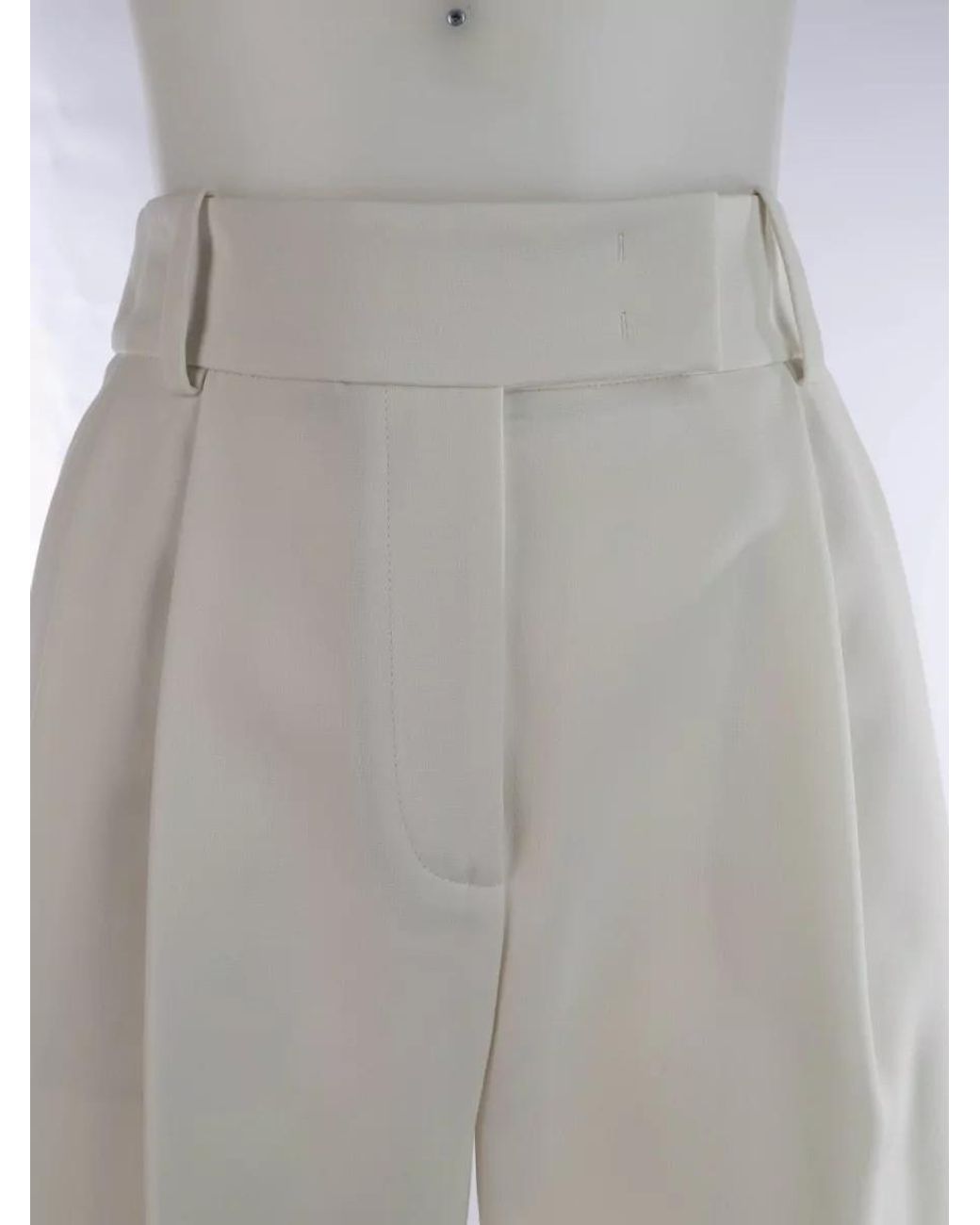 Giorgio Armani White Silk High-Rise Straight-Leg Trousers
