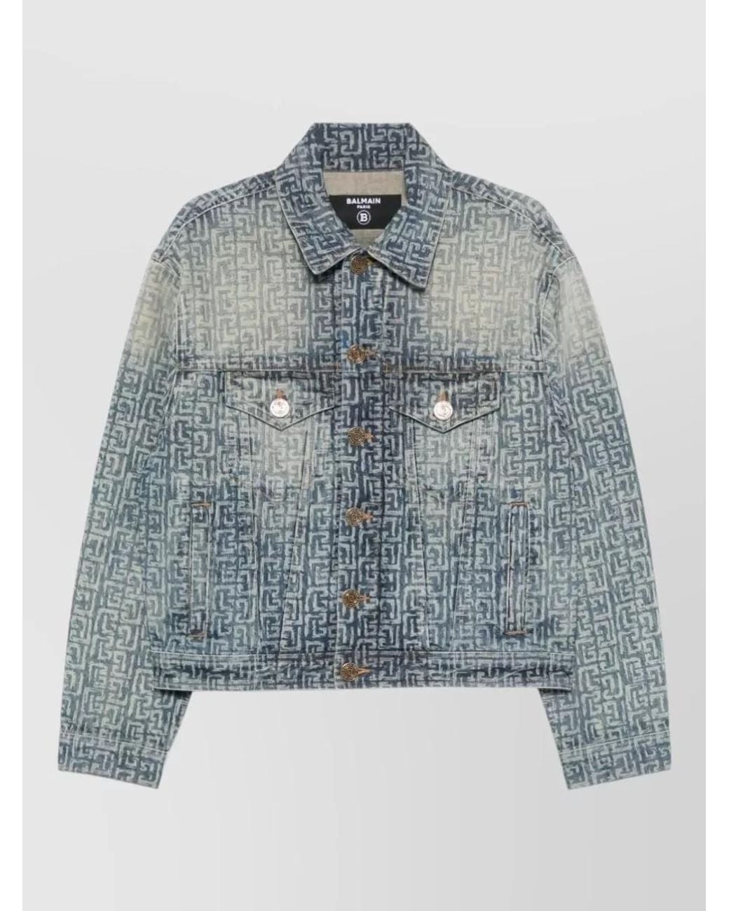 Balmain Blue Monogram Denim Jacket for men