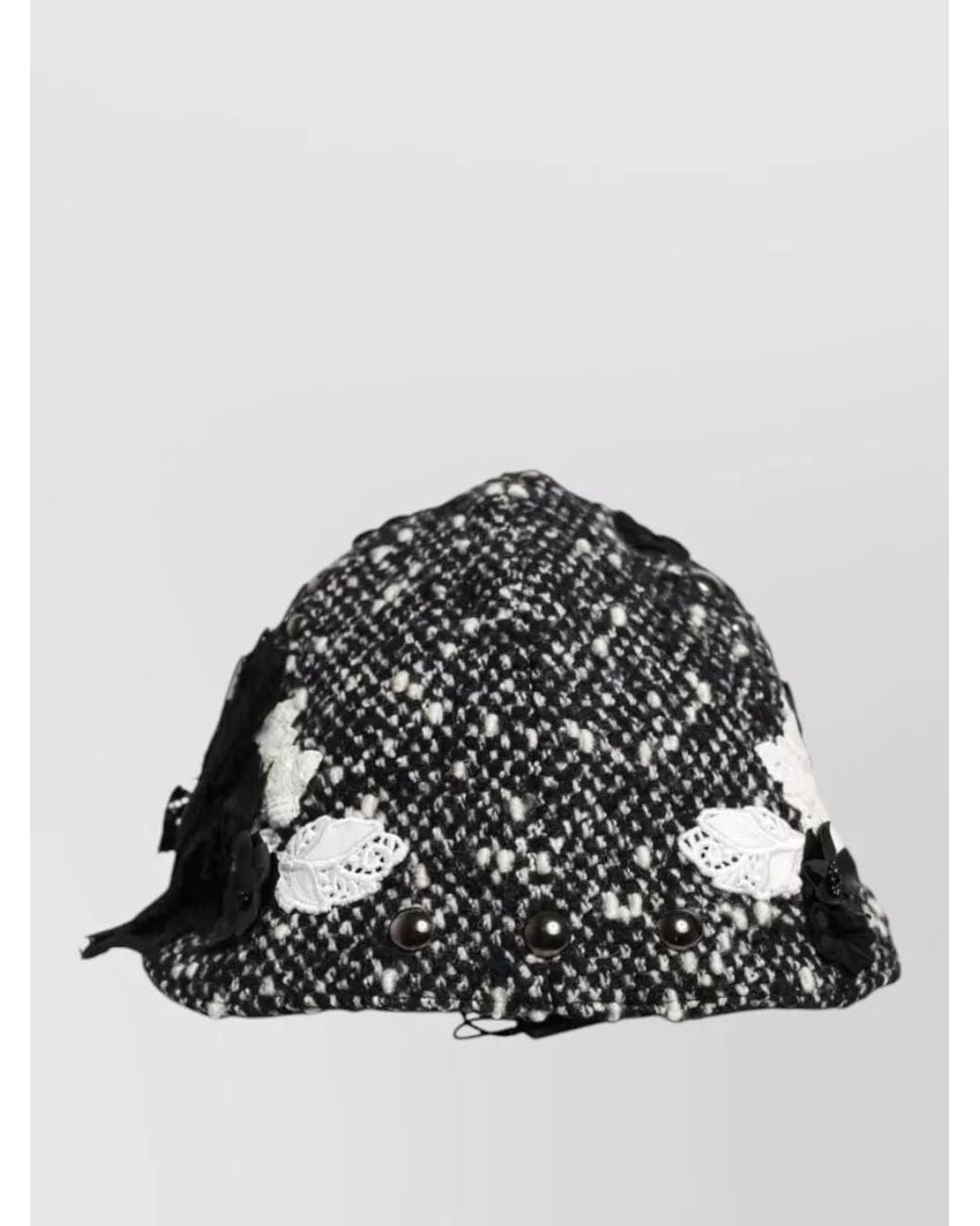 Dolce & Gabbana Black Floral Appliqué Embellished Beret